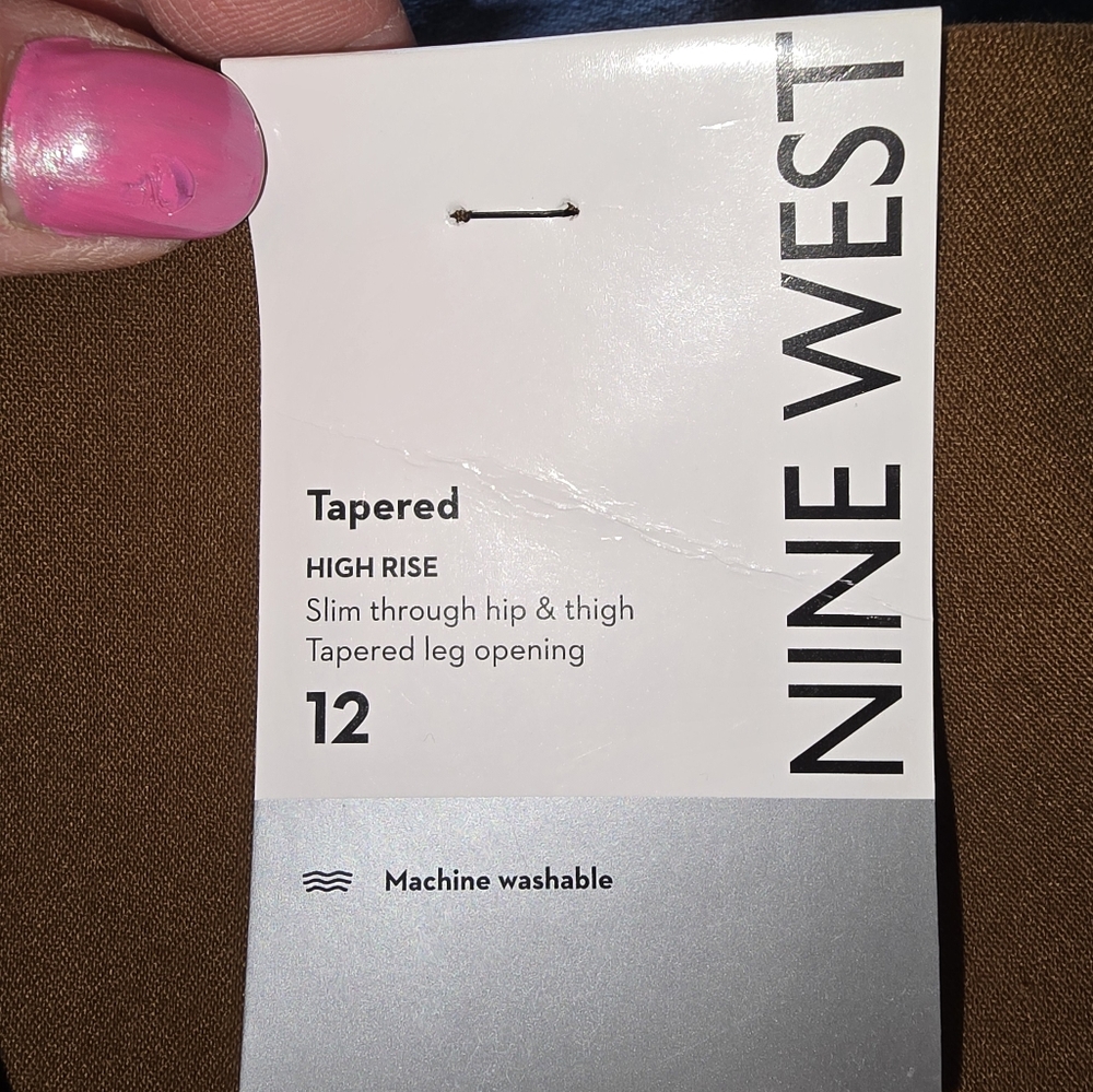 NWT Nine West, Brown, High Rise Tapered Crop, Size 12